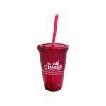 Geneva 16 Oz Tumbler w/Straw - Red Geneva 16 Oz Tumbler w/Straw - Red