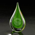 Fusion Art Glass Award w/ Blue Base - Green Fusion Art Glass Award w/ Blue Base - Green