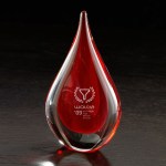 Fusion Art Glass Award w/ Blue Base - Red Fusion Art Glass Award w/ Blue Base - Red