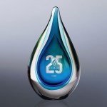 Fusion Art Glass Award w/ Blue Base - Blue Fusion Art Glass Award w/ Blue Base - Blue