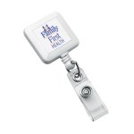 Square Retractable Badge Holder - White Square Retractable Badge Holder - White