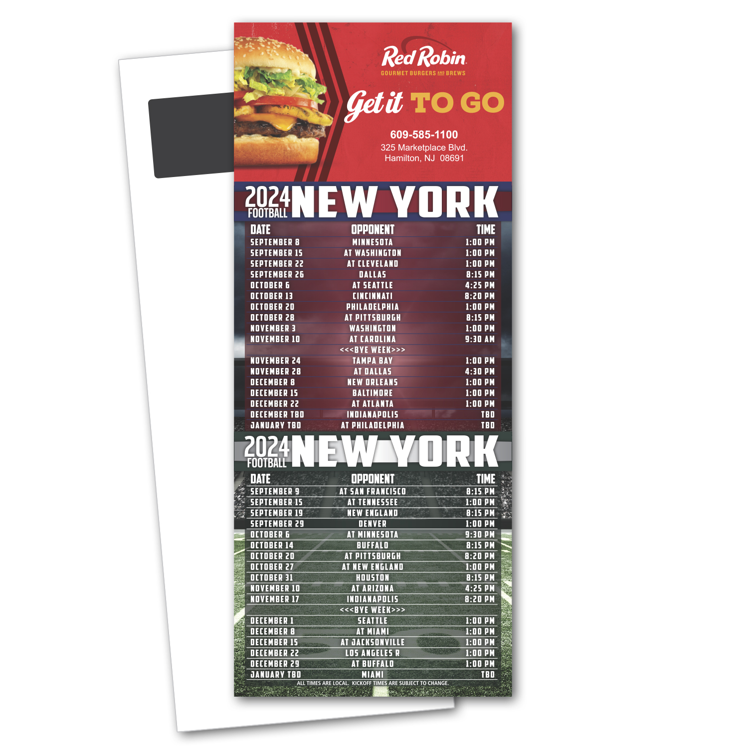Football Schedule Magnetic Stick Up Card 1