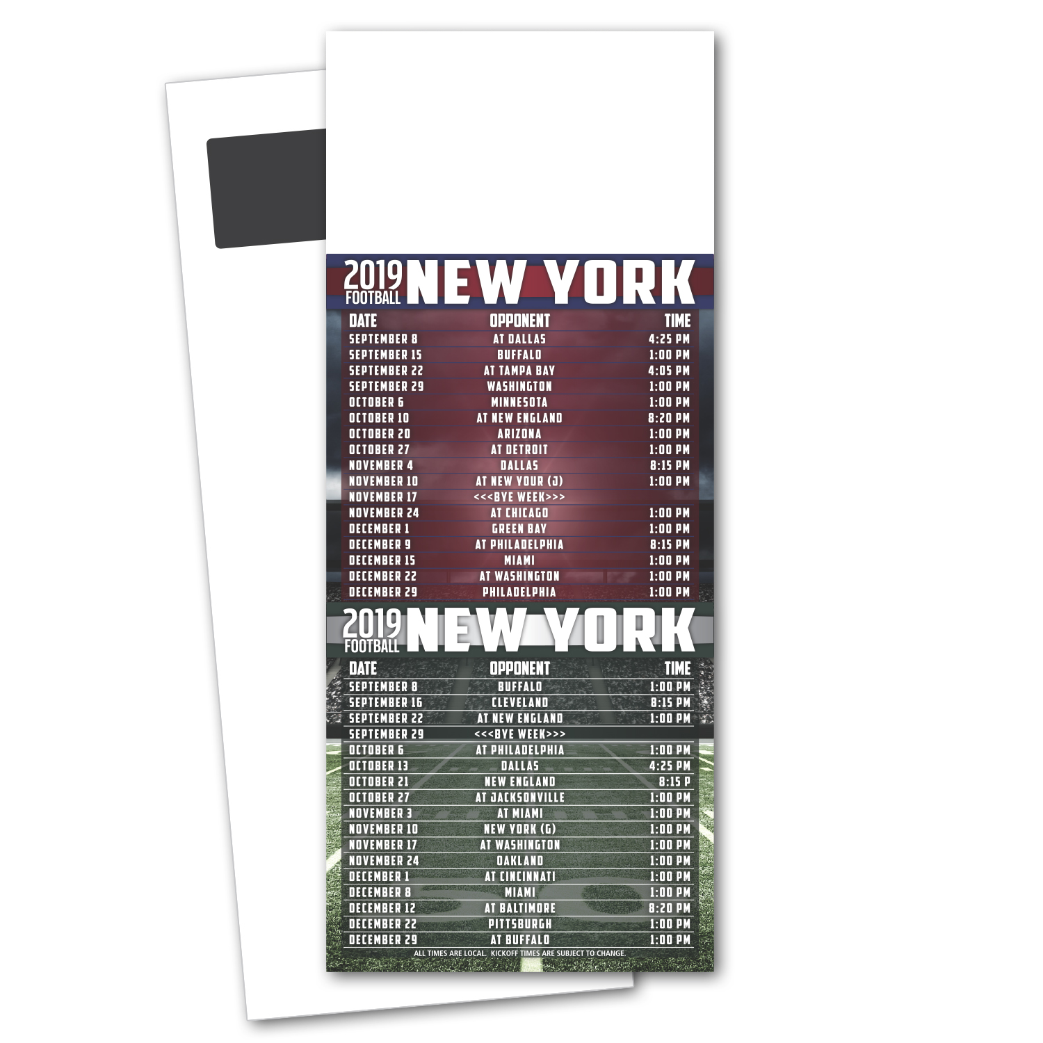 Football Schedule Magnetic Stick Up Card 1