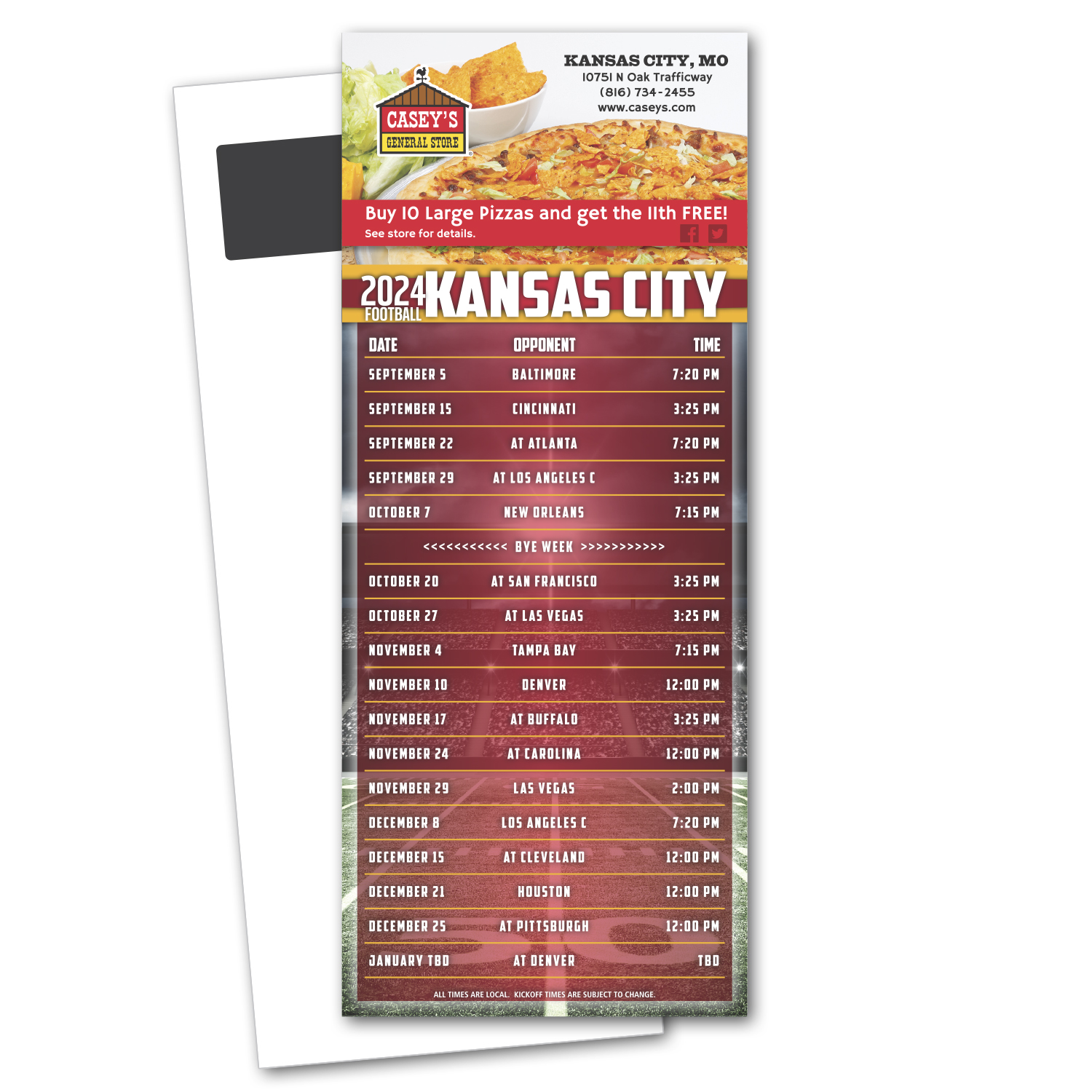 Football Schedule Magnetic Stick Up Card 1
