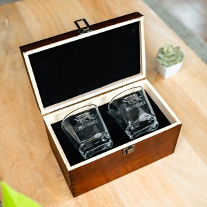 Aviara Whiskey Glass 2pc Set - Branded Wood Box 1 Aviara Whiskey Glass 2pc Set - Branded Wood Box 1