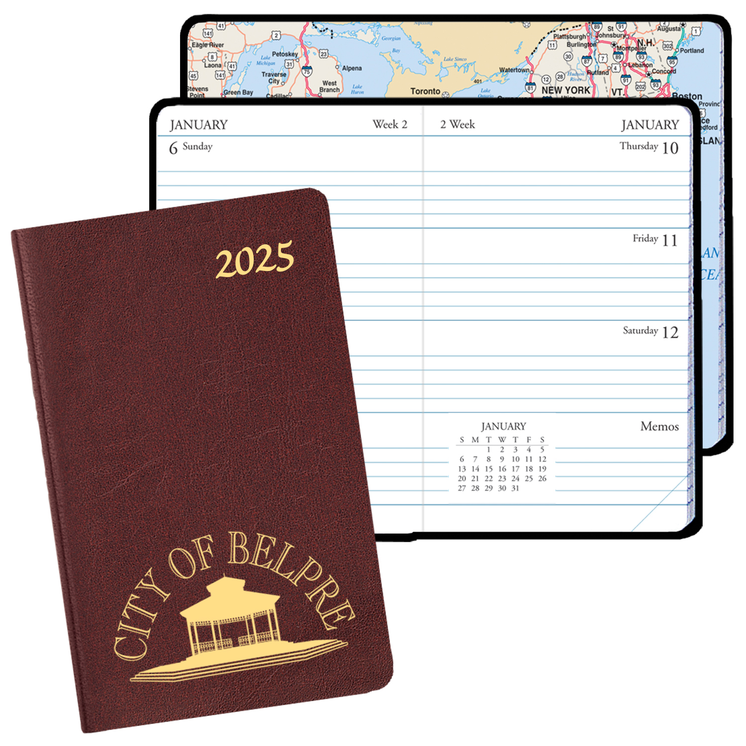 Mini Weekly Pocket Planner w/ Continental Vinyl Cover 1