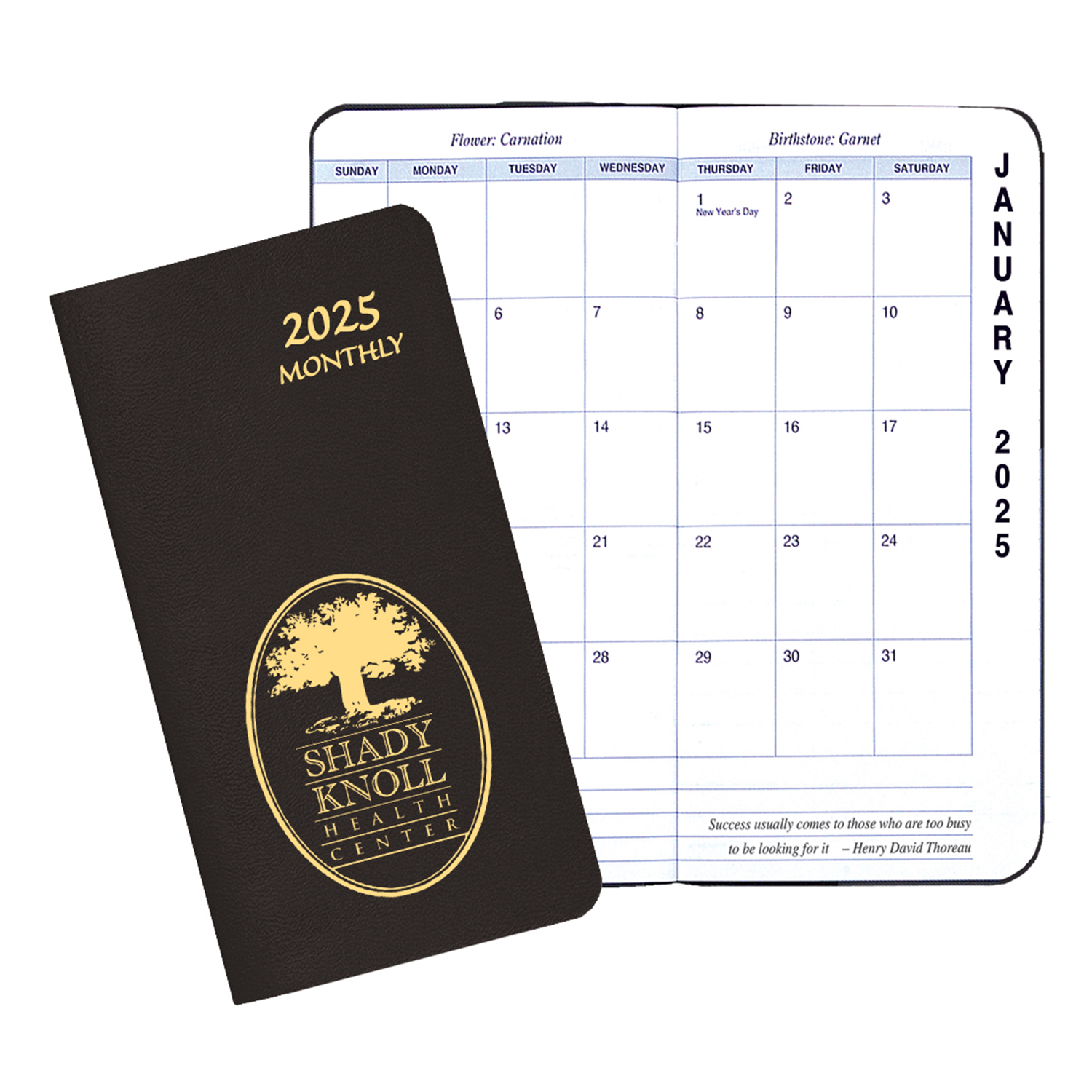 Monthly Pocket Planner W/ Leatherette Cover - Up Right Format 1