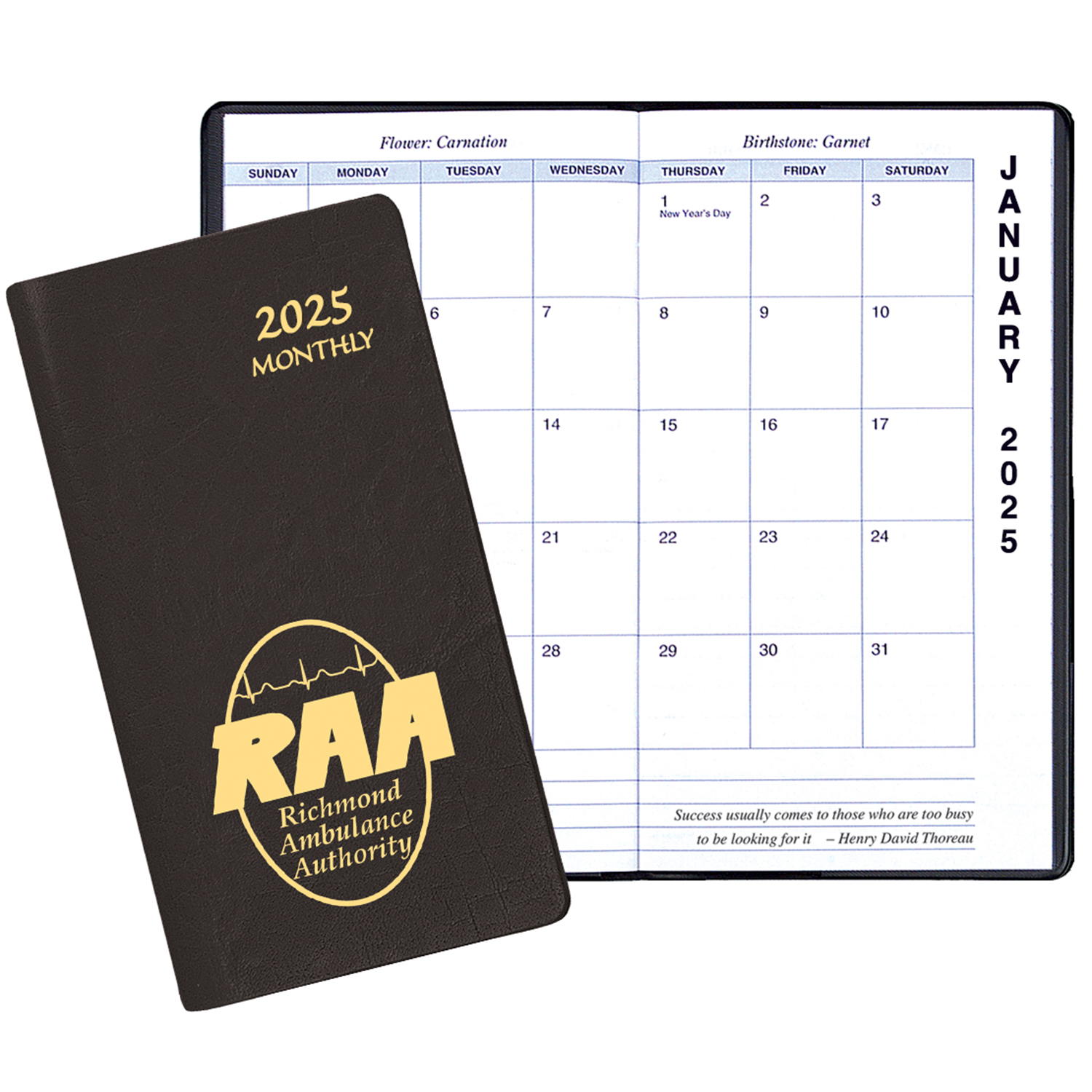 Monthly Pocket Planner w/ Continental Vinyl Cover - Upright Format 1