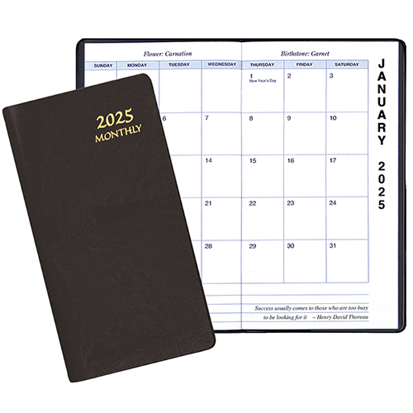 Monthly Pocket Planner w/ Continental Vinyl Cover - Upright Format 1