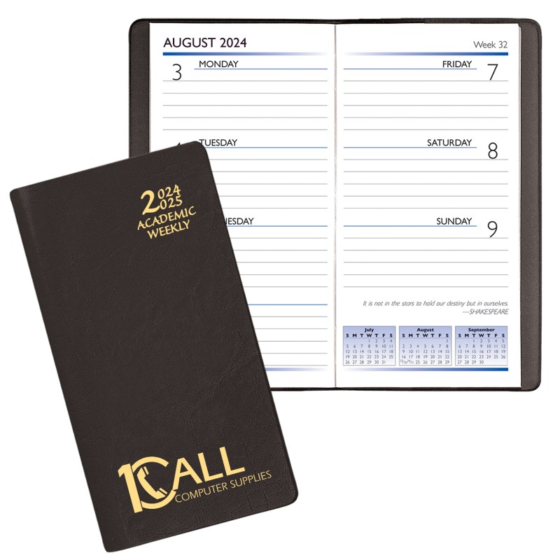 Academic Weekly Pocket Planner w/ Continental Vinyl Cover 1 Academic Weekly Pocket Planner w/ Continental Vinyl Cover 1