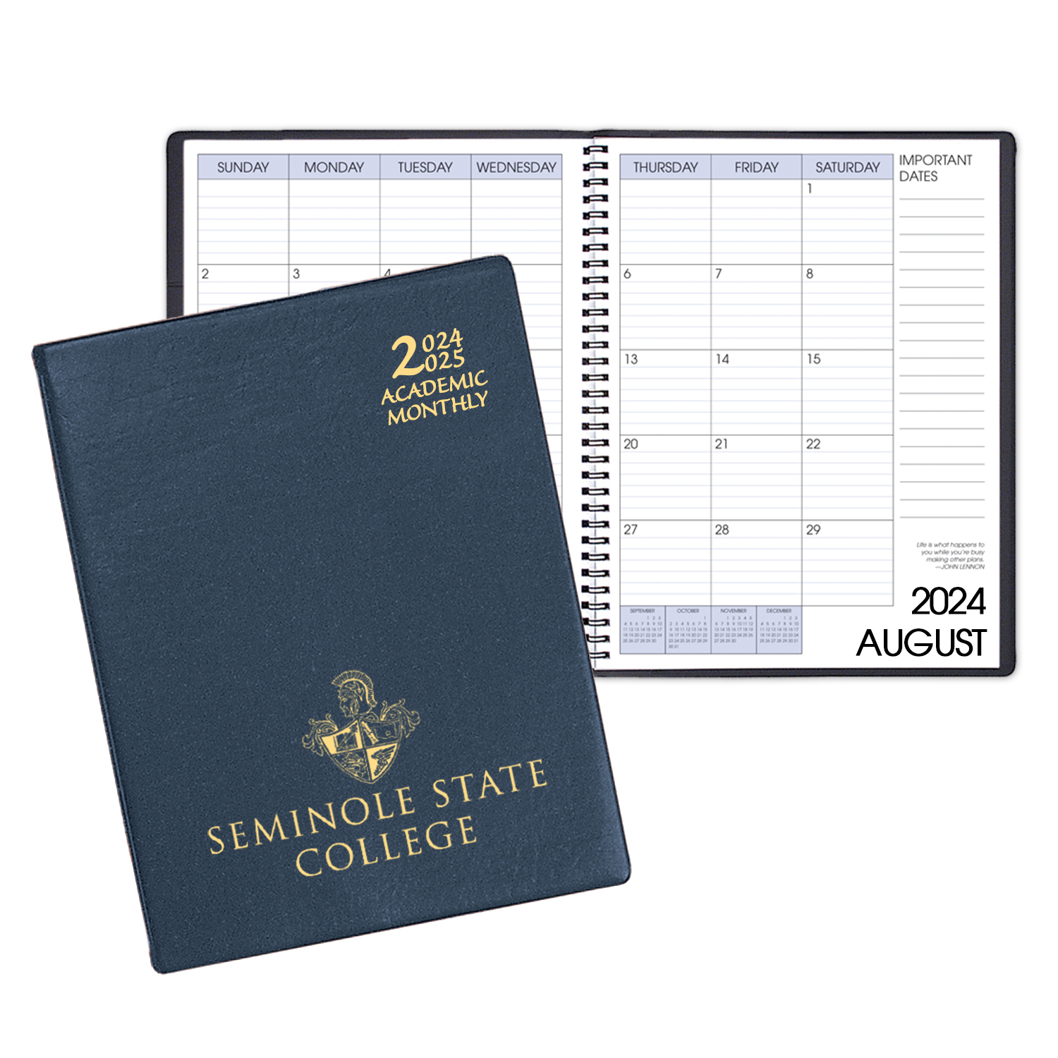 Academic Wire Bound Monthly Desk Planner w/ Continental Vinyl Cover 1