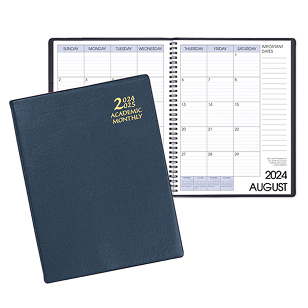 Academic Wire Bound Monthly Desk Planner w/ Continental Vinyl Cover 1