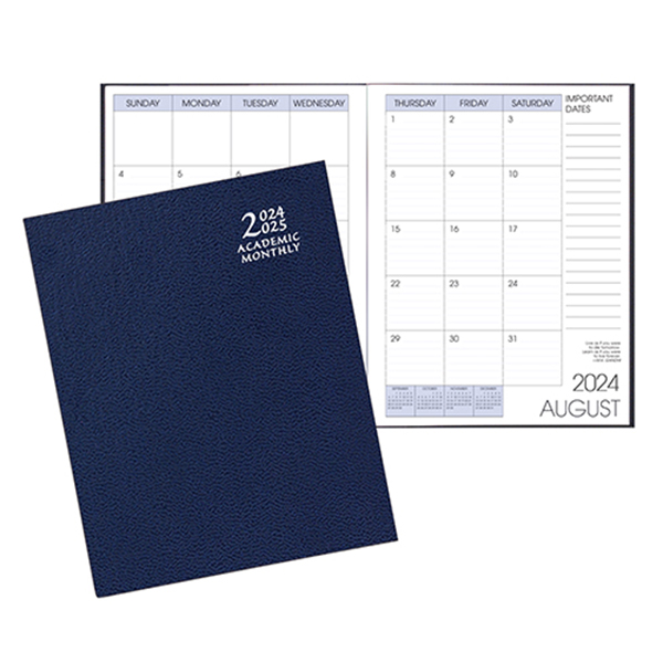 Academic Saddle Stitch Monthly Desk Planner w/ Leatherette Cover 1