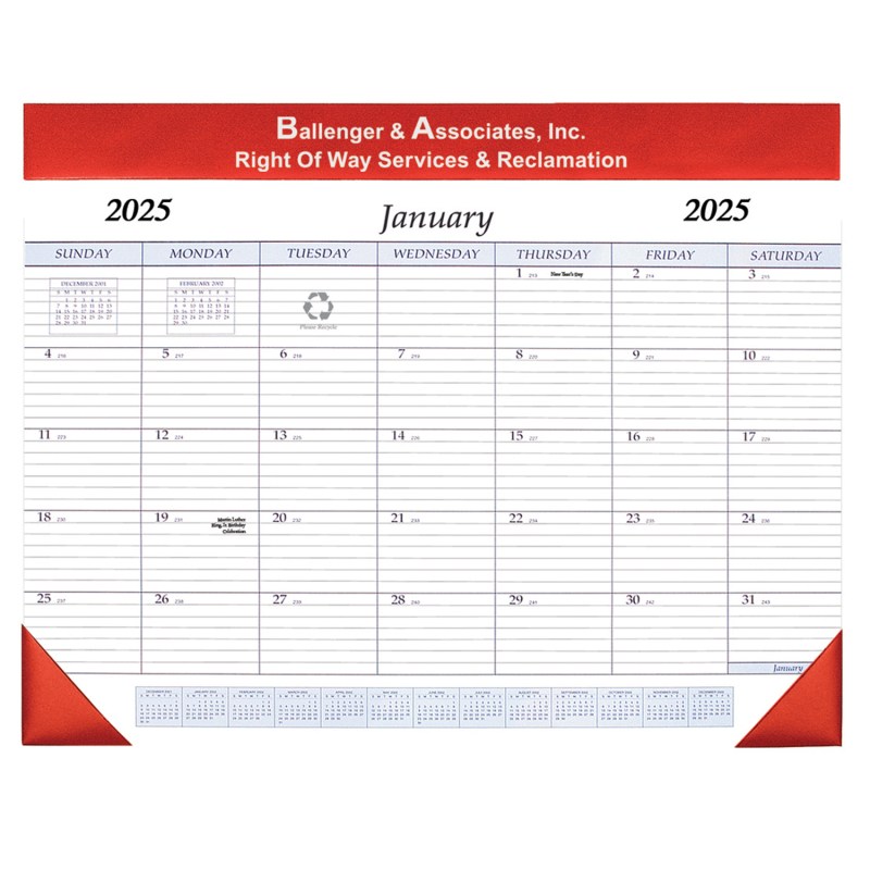 Desk Pad Calendar w/ Leatherette Header 1 Desk Pad Calendar w/ Leatherette Header 1