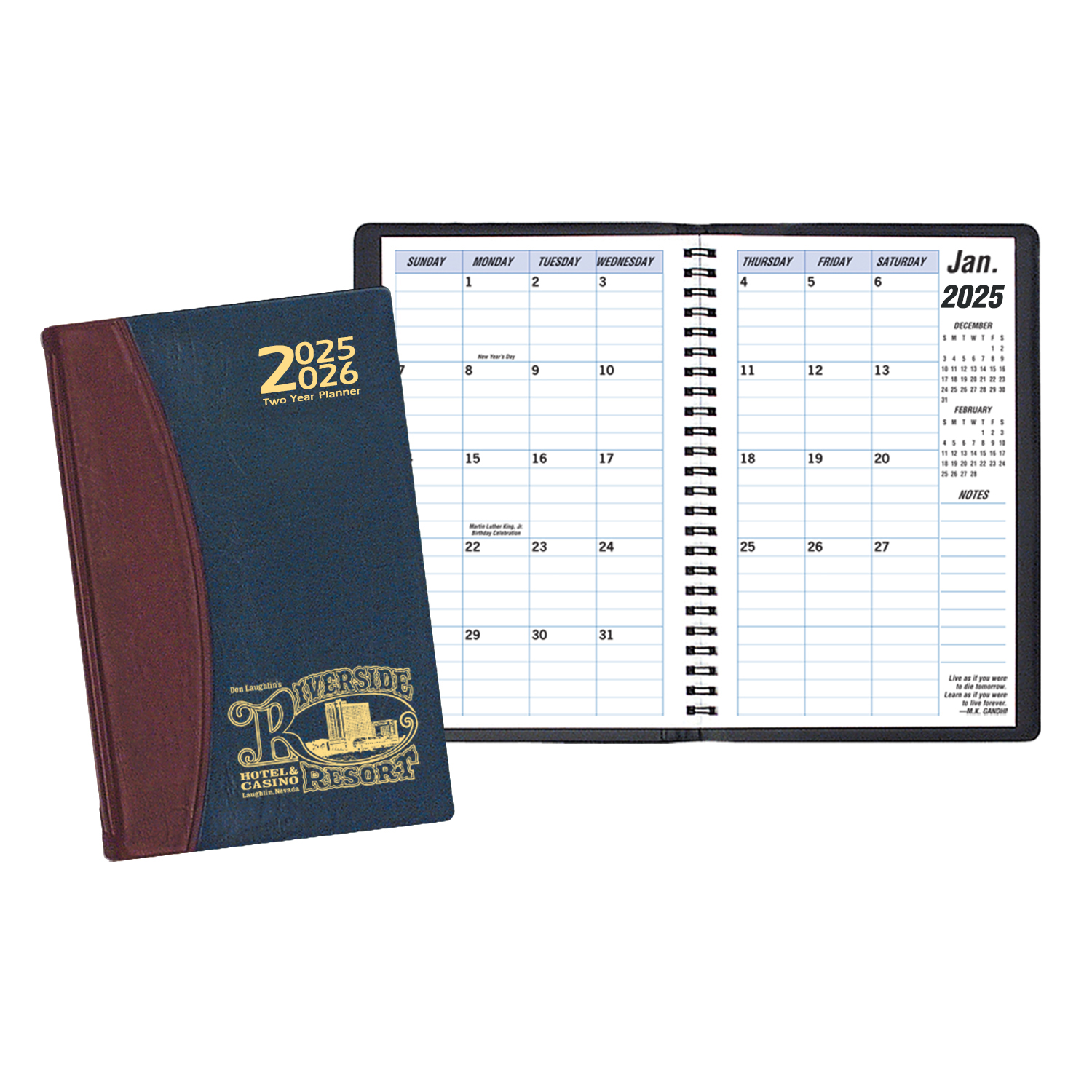 Two Year Monthly Desk Planner w/ Carriage Vinyl Cover 1