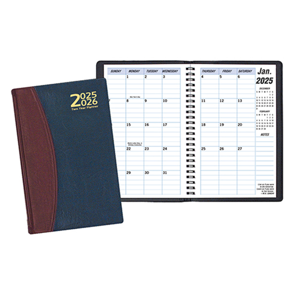 Two Year Monthly Desk Planner w/ Carriage Vinyl Cover 1