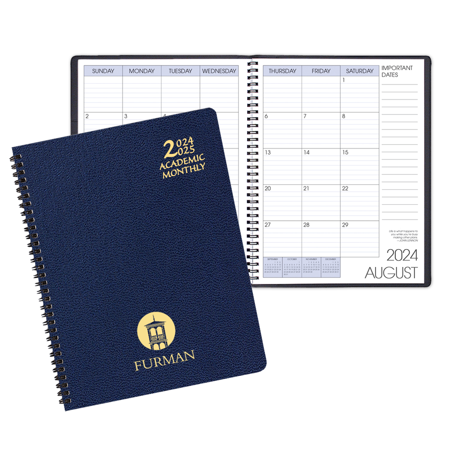 Academic Wire Bound Monthly Desk Planner w/ Leatherette Cover 1