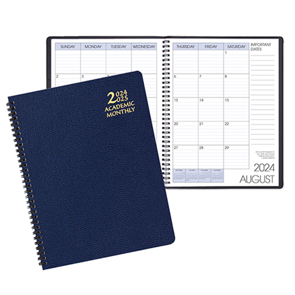 Academic Wire Bound Monthly Desk Planner w/ Leatherette Cover 1