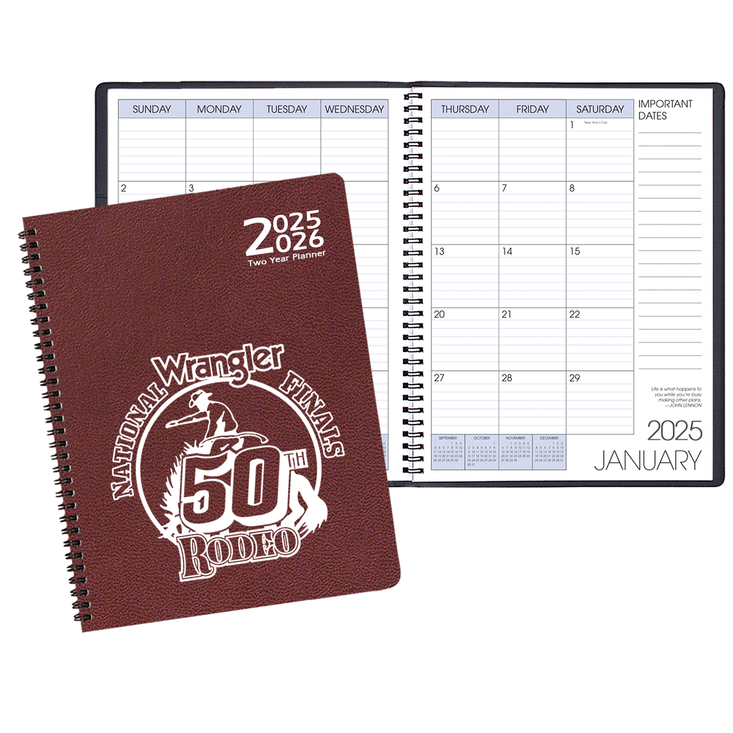 Two Year Monthly Desk Planner w/ Leatherette Cover 1