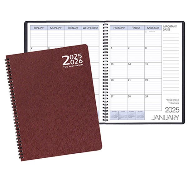 Two Year Monthly Desk Planner w/ Leatherette Cover 1