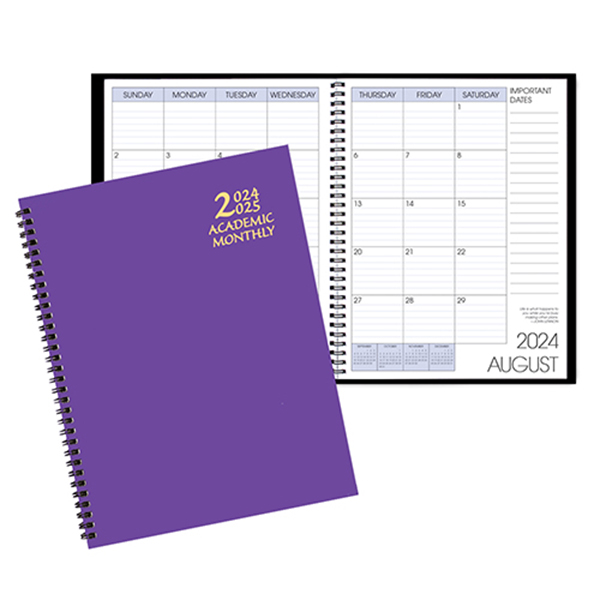 Academic Wire Bound Monthly Desk Planner w/ Technocolor Cover 1