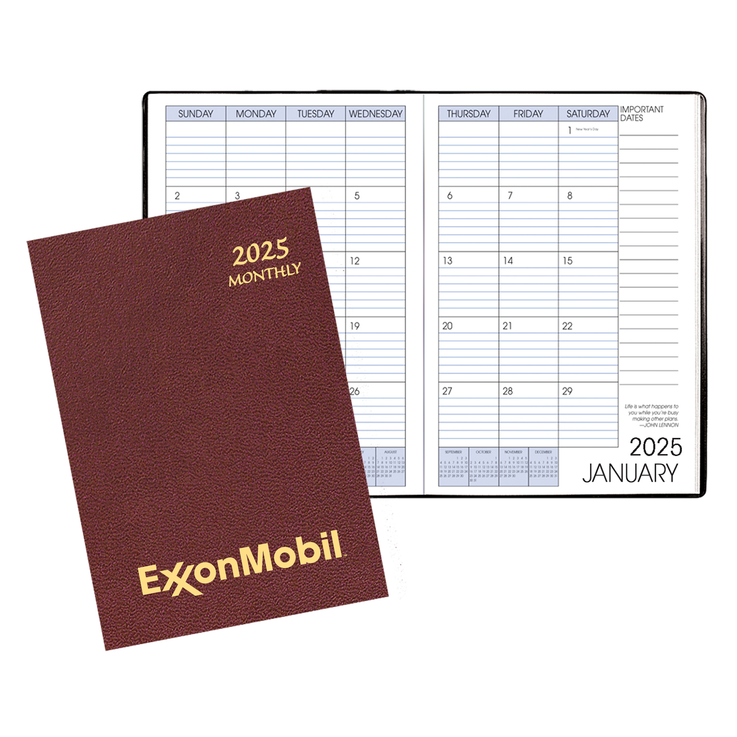 Monthly Desk Saddle Stitched Appointment Planner W/ Leatherette Cover 1