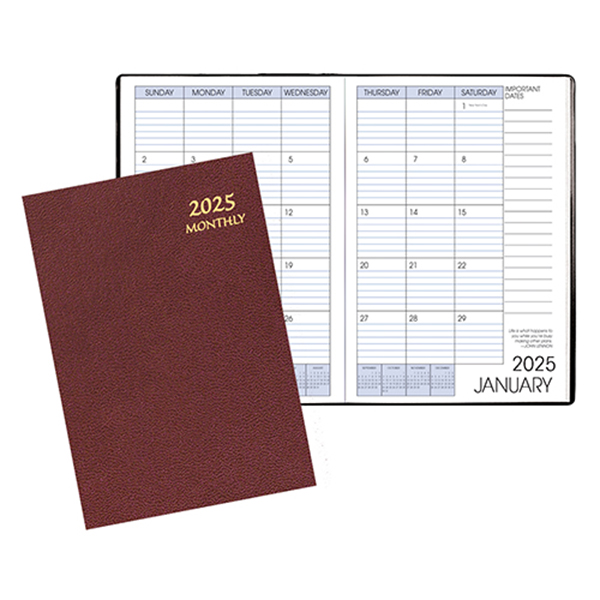 Monthly Desk Saddle Stitched Appointment Planner W/ Leatherette Cover 1