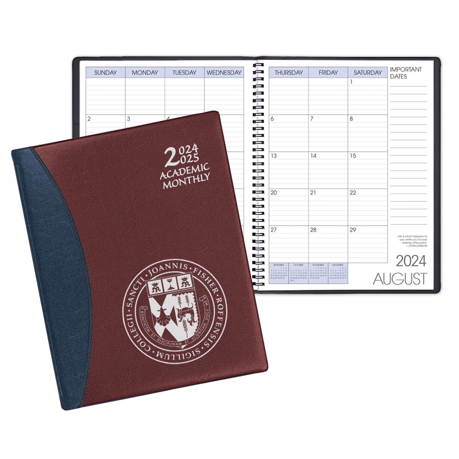 Academic Wire Bound Monthly Desk Planner w/ Carriage Vinyl Cover 1