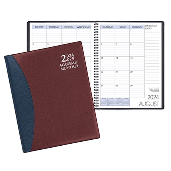 Academic Wire Bound Monthly Desk Planner w/ Carriage Vinyl Cover 1