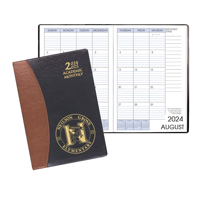 Academic Monthly Planner w/ Carriage Vinyl Cover 1 Academic Monthly Planner w/ Carriage Vinyl Cover 1