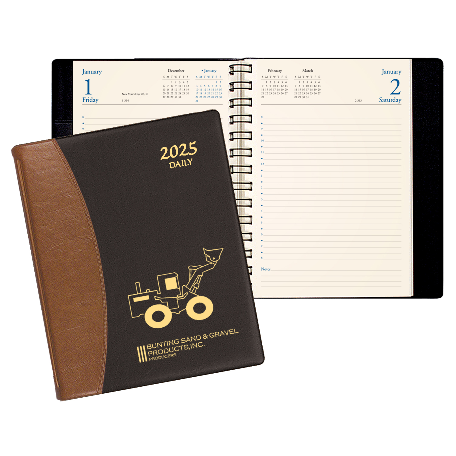 Daily Classic Wire Bound Diary w/ Carriage Vinyl Cover 1