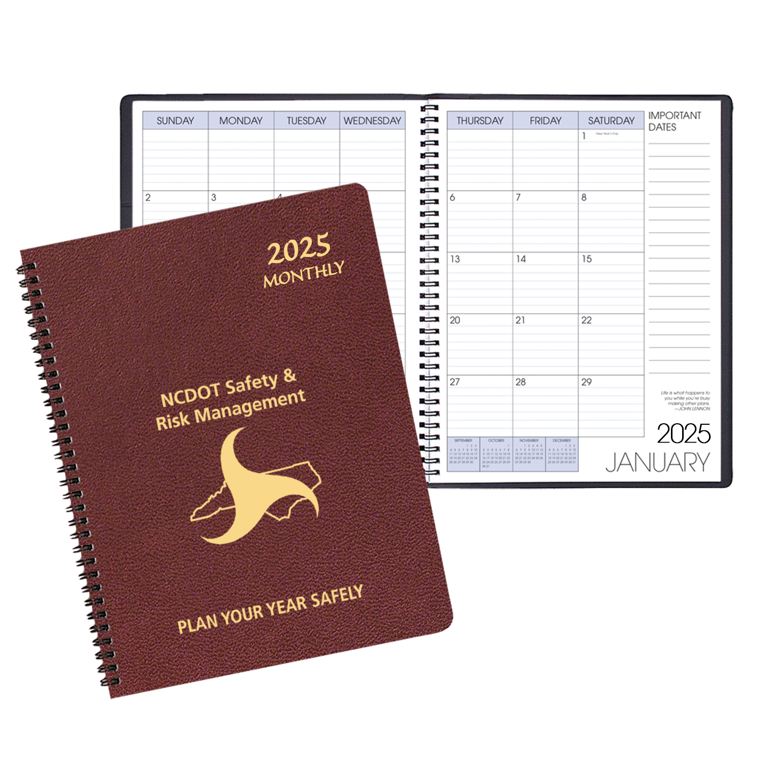 Monthly Desk Wire Bound Appointment Calendar/Planner w/ Leatherette Cover 1