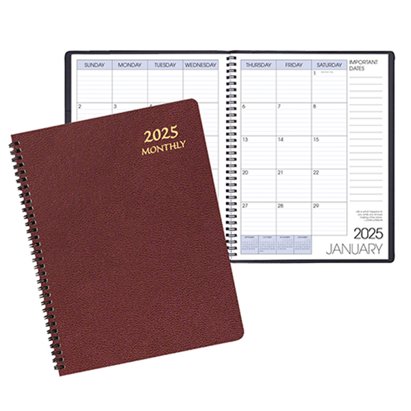 Monthly Desk Wire Bound Appointment Calendar/Planner w/ Leatherette Cover 1
