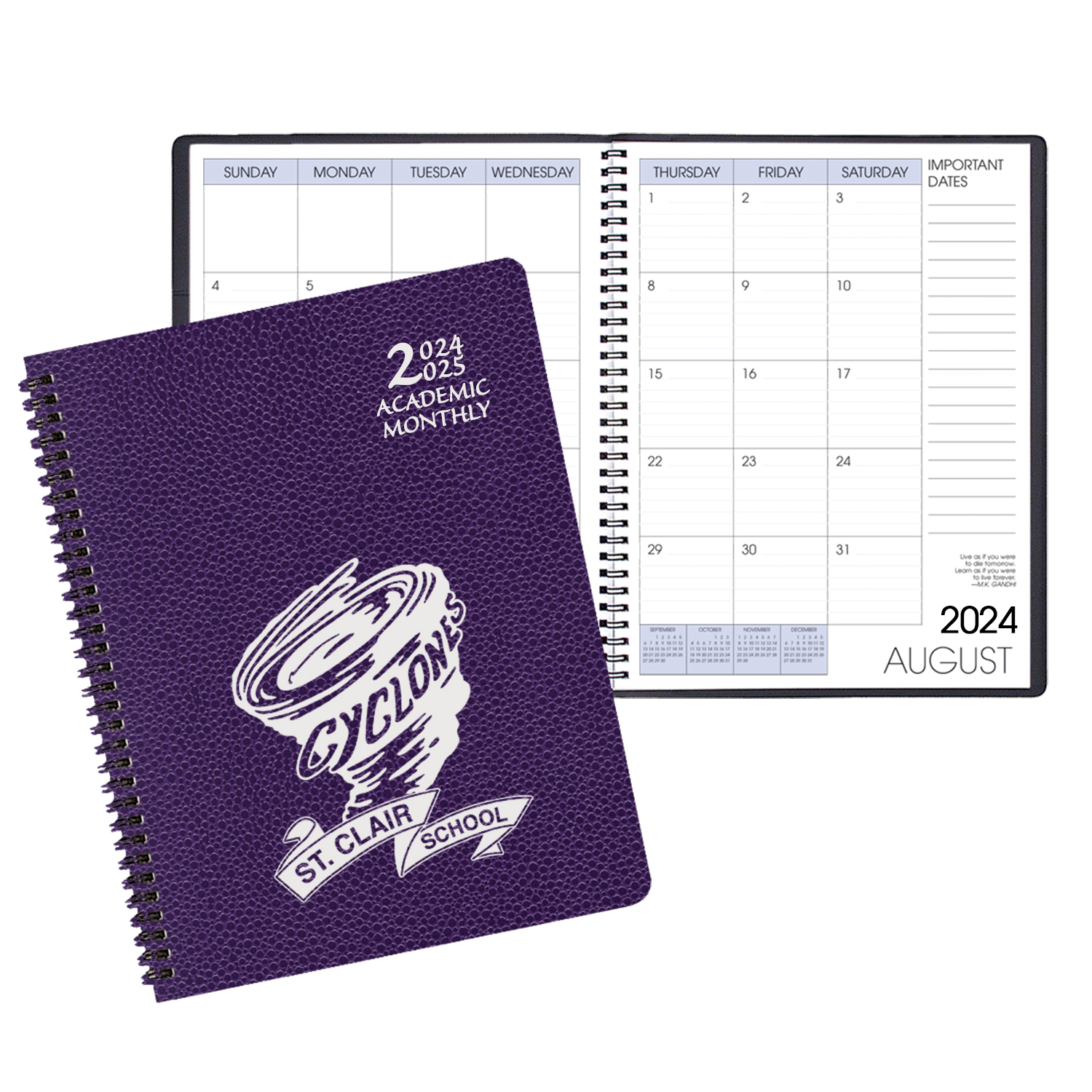Academic Wire Bound Monthly Desk Planner w/ Cobblestone Cover 1