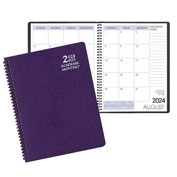 Academic Wire Bound Monthly Desk Planner w/ Cobblestone Cover 1