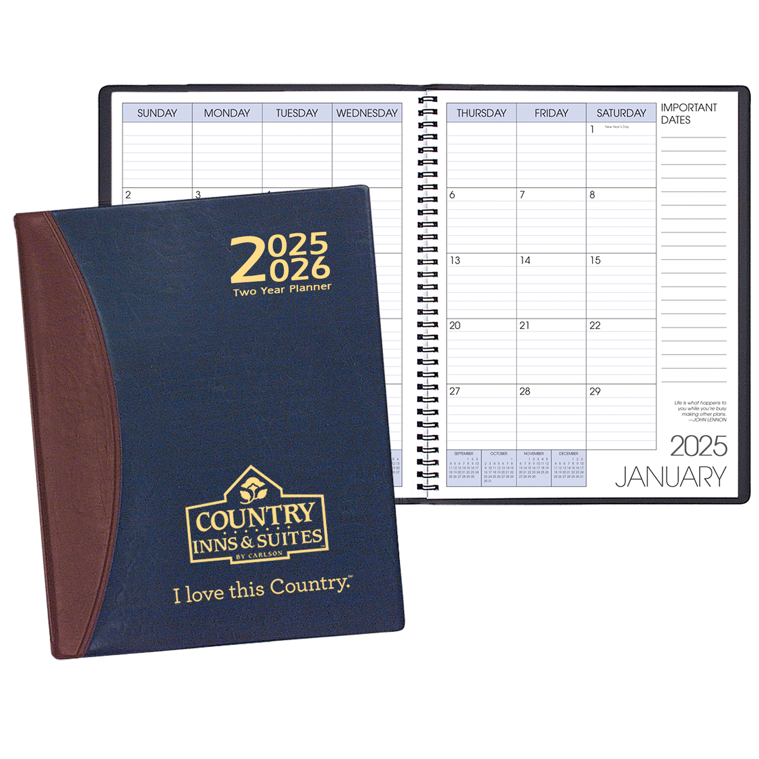 Two Year Monthly Desk Planner w/ Carriage Vinyl Cover 1