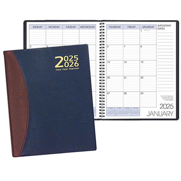 Two Year Monthly Desk Planner w/ Carriage Vinyl Cover 1