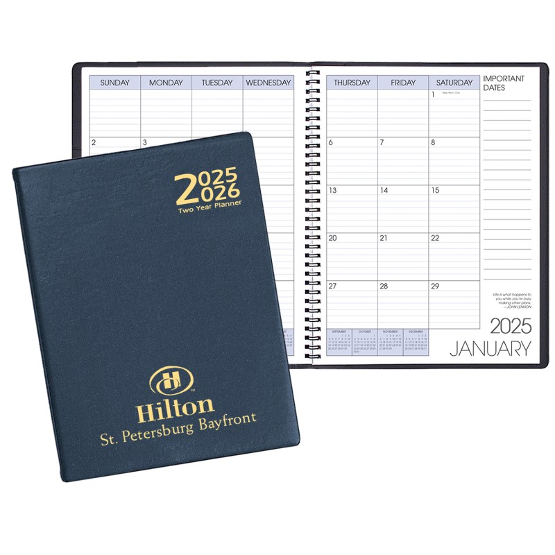 Two Year Monthly Desk Planner w/ Continental Vinyl Cover 1 Two Year Monthly Desk Planner w/ Continental Vinyl Cover 1