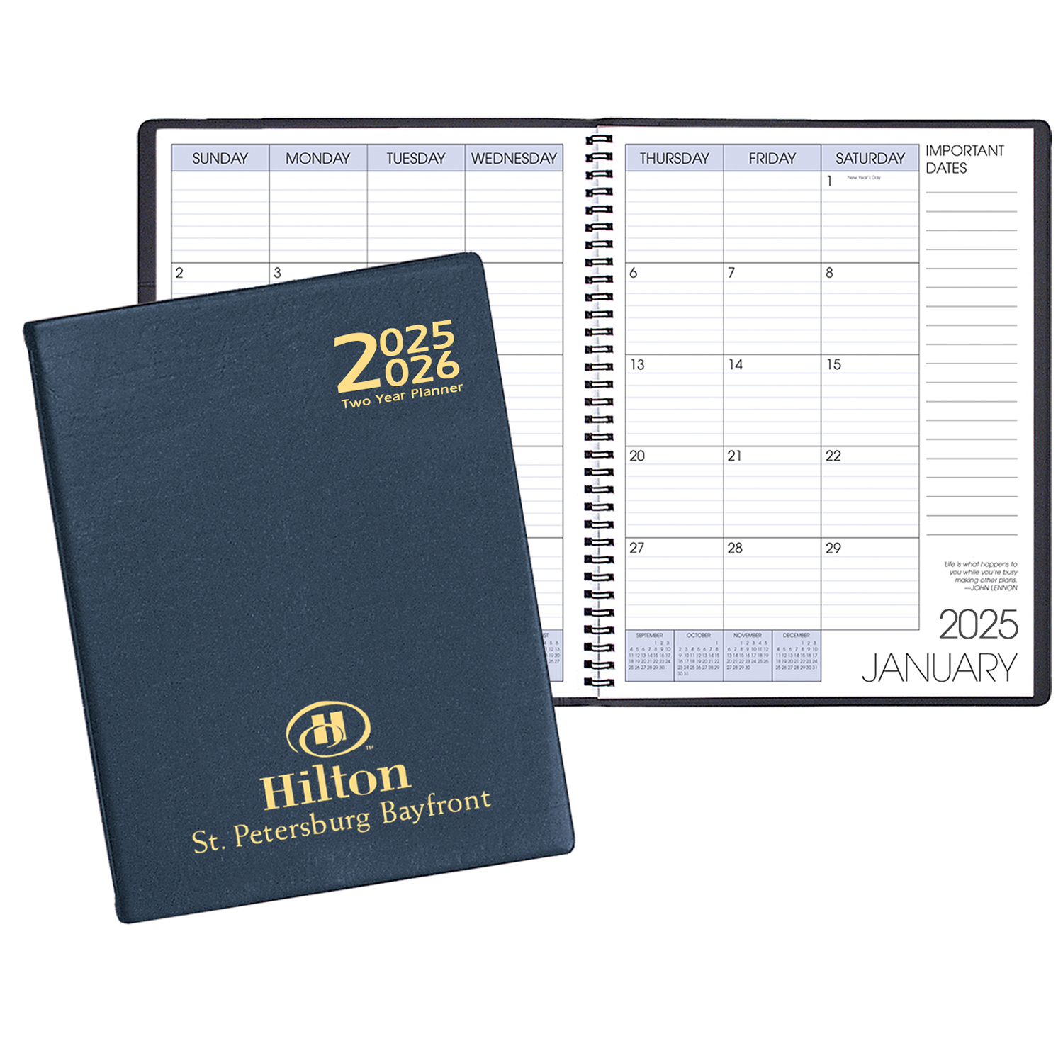 Two Year Monthly Desk Planner w/ Continental Vinyl Cover 1