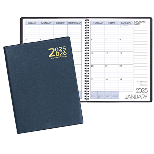 Two Year Monthly Desk Planner w/ Continental Vinyl Cover 1