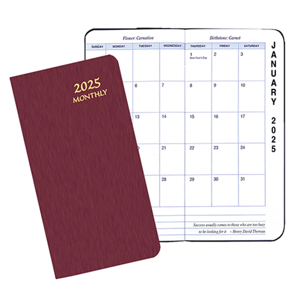 Monthly Pocket Planner W/ Shimmer Cover - Upright Format 1