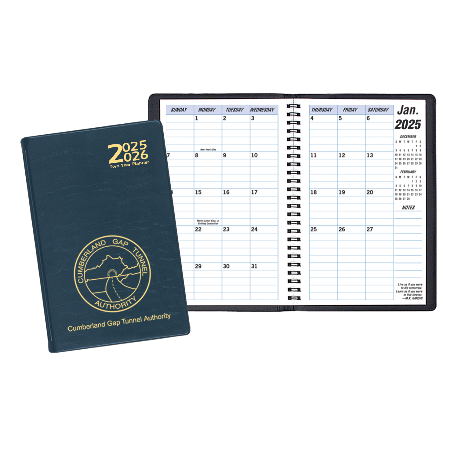 Two Year Monthly Desk Planner w/ Continental Vinyl Cover 1