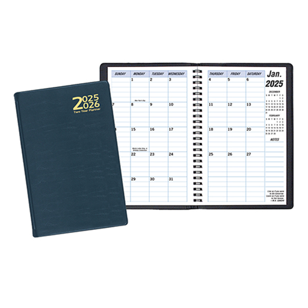 Two Year Monthly Desk Planner w/ Continental Vinyl Cover 1