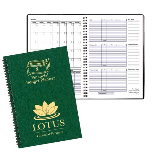 Financial Budget Planner, Wire-Bound, Leatherette Cover 1