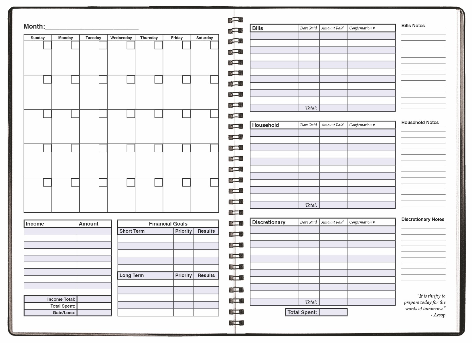 Financial Budget Planner, Wire-Bound, Leatherette Cover 1