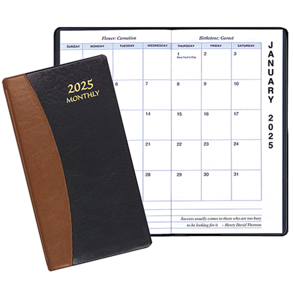 Monthly Pocket Planner w/ Carriage Vinyl Cover - Upright Format 1