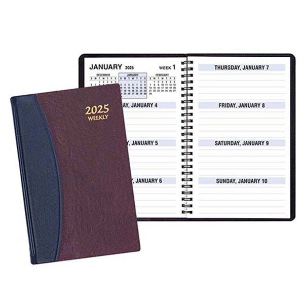 Large Print Weekly Desk Planner w/ Carriage Vinyl Cover 1
