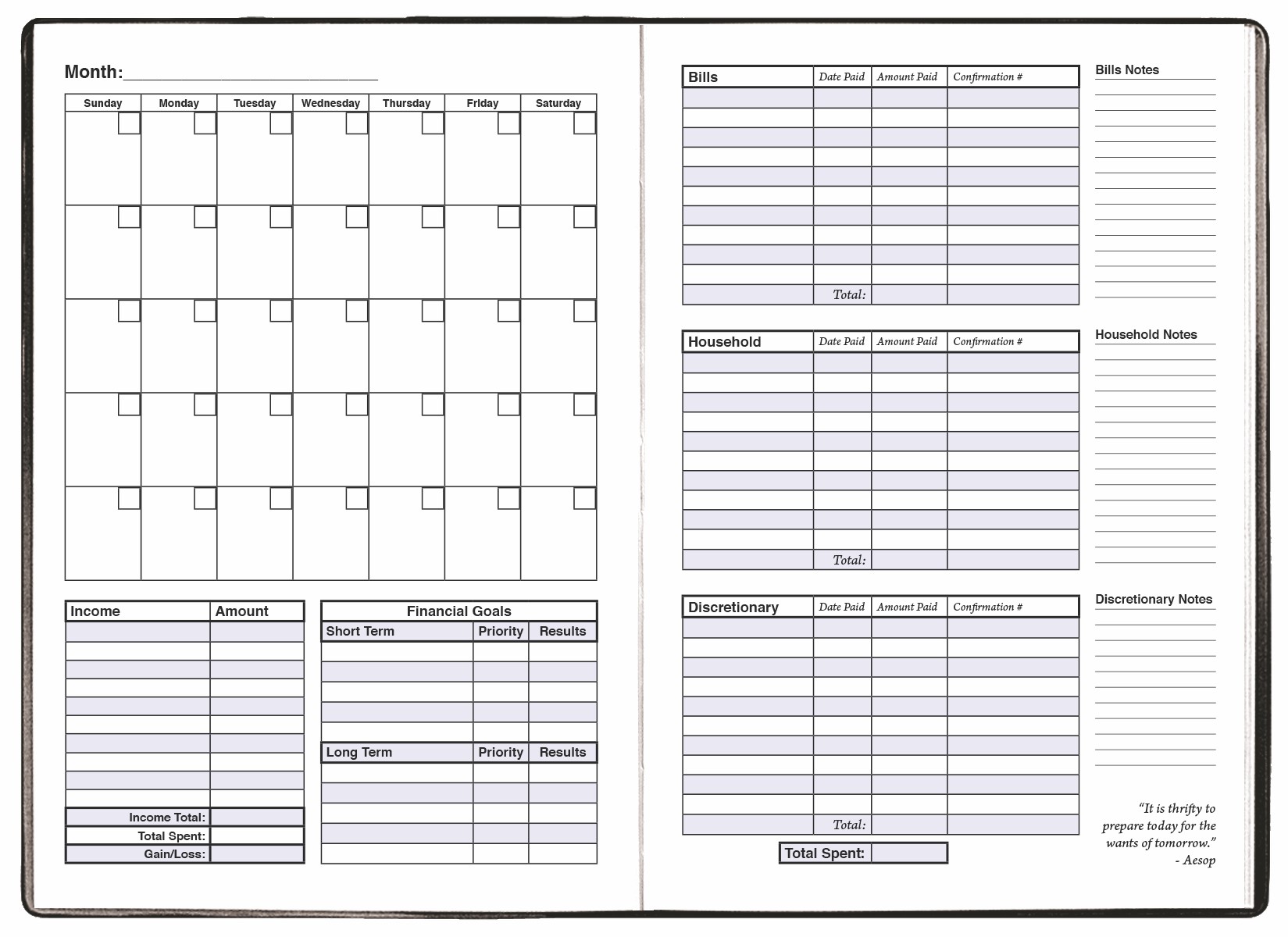 Financial Budget Planner/ Leatherette Cover 1