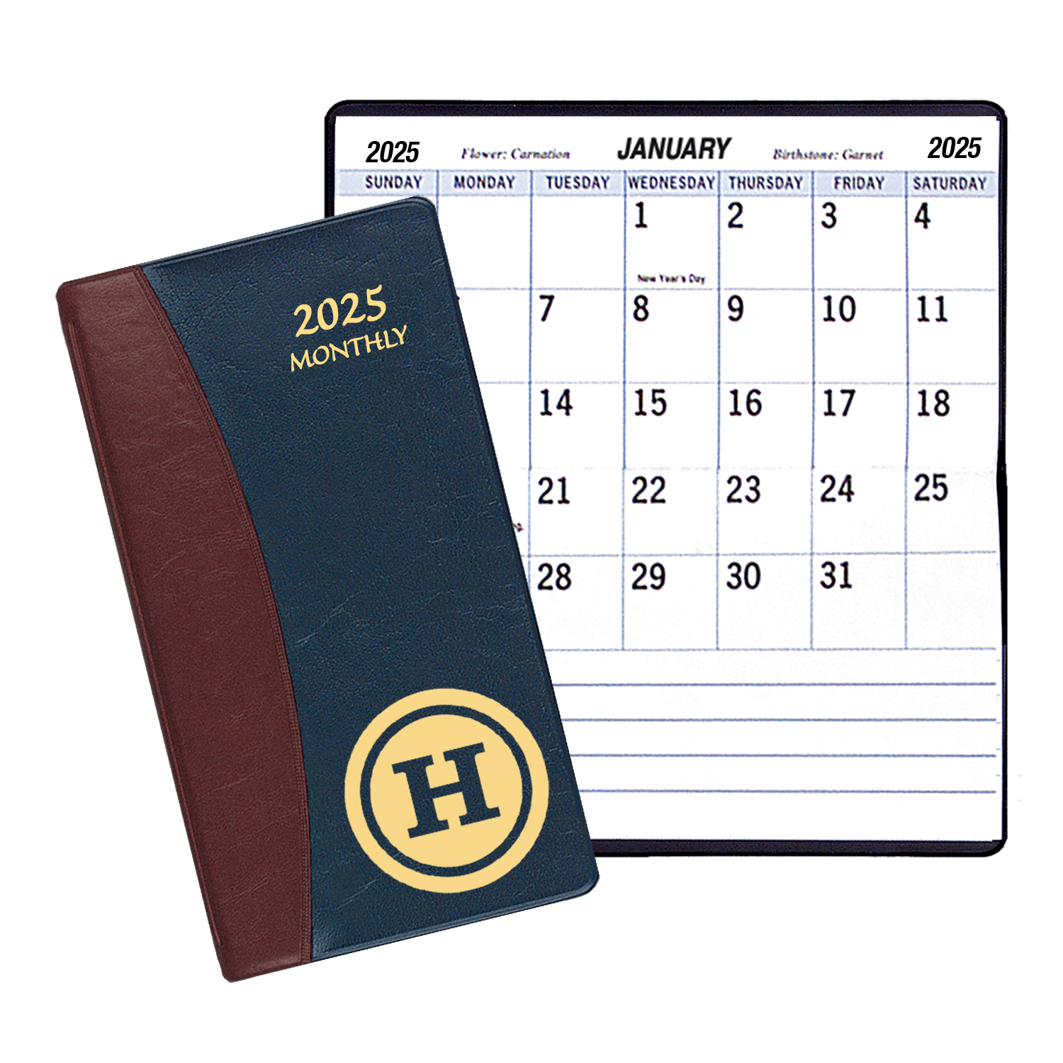 Large Print Monthly Pocket Planner w/ Carriage Vinyl Cover 1