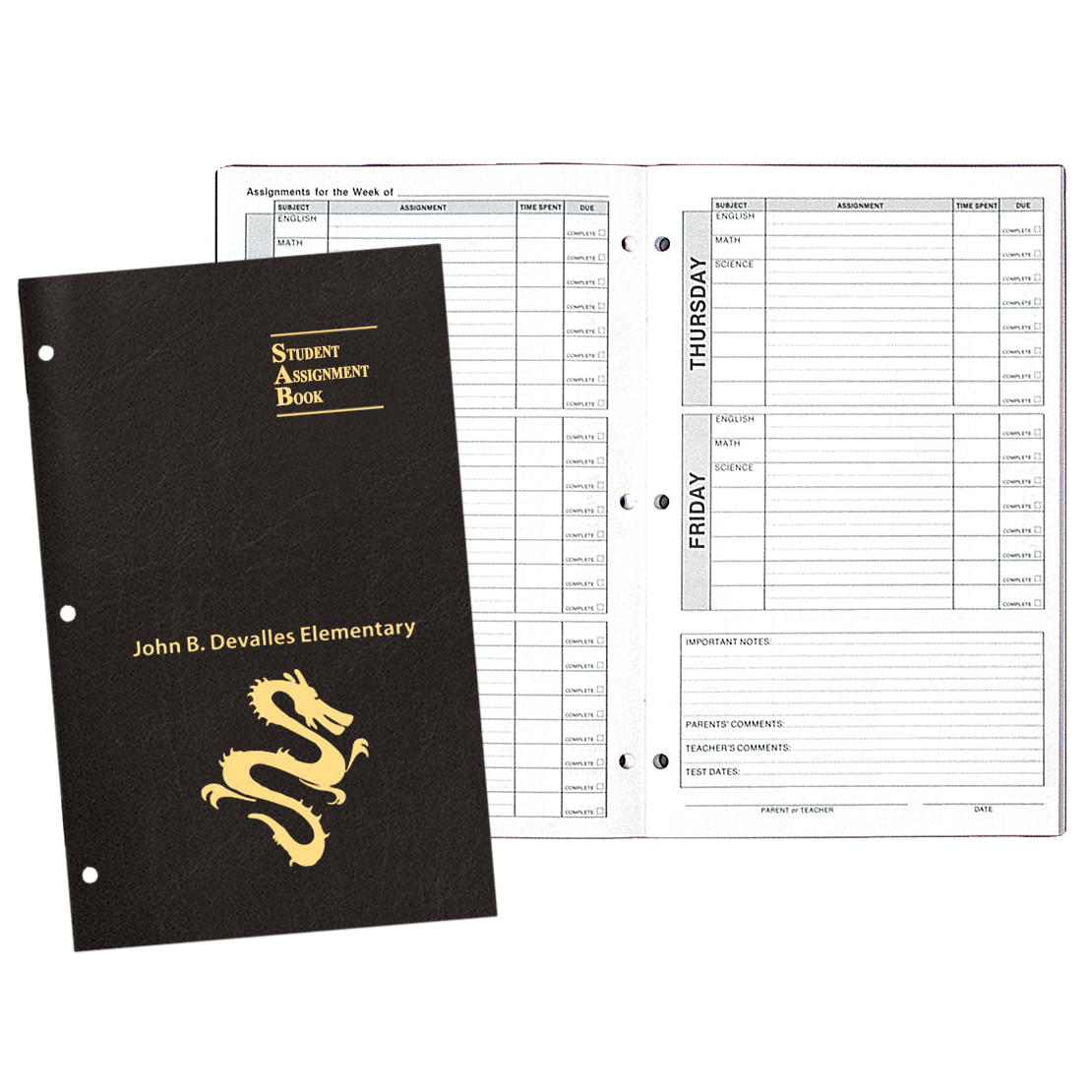 Academic Weekly Assignment Book w/ Leatherette Cover 1